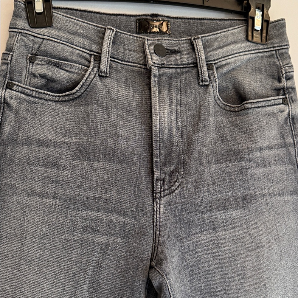 MOTHER The Rascal Sliced up Heel in Digging up Dirt 24 Flare Jeans Grey - Picture 7 of 14